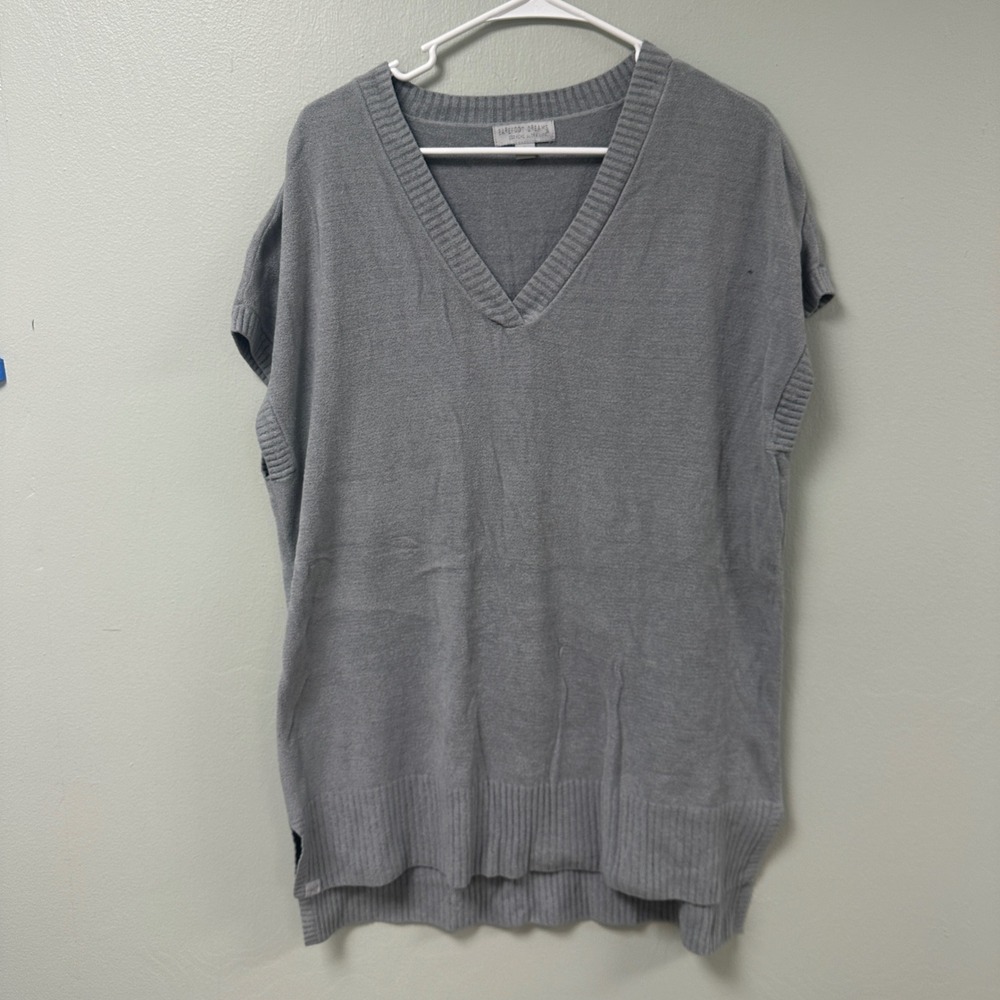 Barefoot Dreams CozyChic Ultra Lite V-Neck Sweater Vest Gray L